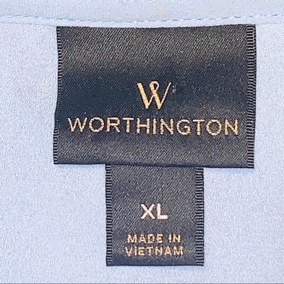 WORTHINGTON ⭐️ Baby Ling Sleeve Blue Mock Wrap-Around Blouse - Picture 9 of 10